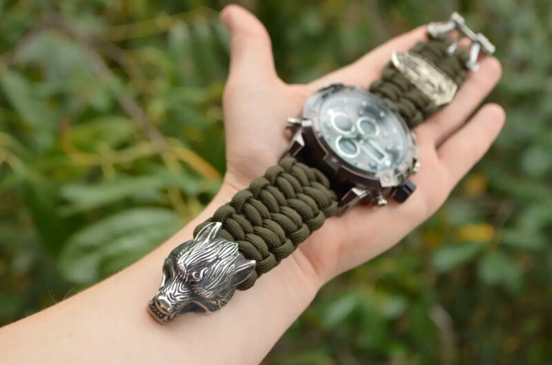 Bracelet + Watch Survival Paracord Jewelry Brutal "Wolf".  Сustom-sized - Image 4