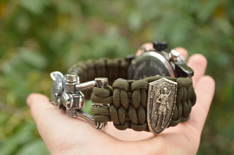 Bracelet + Watch Survival Paracord Jewelry Brutal "Wolf".  Сustom-sized - Image 6