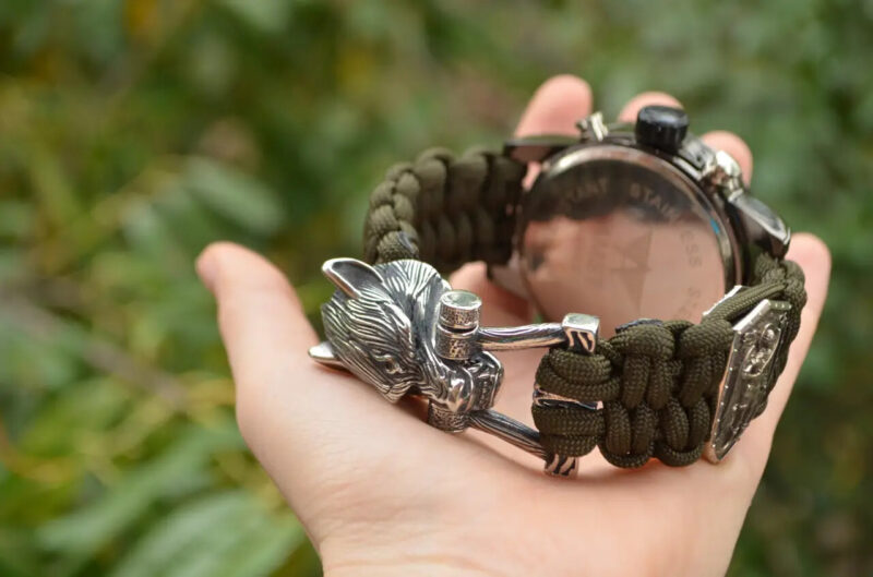Bracelet + Watch Survival Paracord Jewelry Brutal "Wolf".  Сustom-sized - Image 7