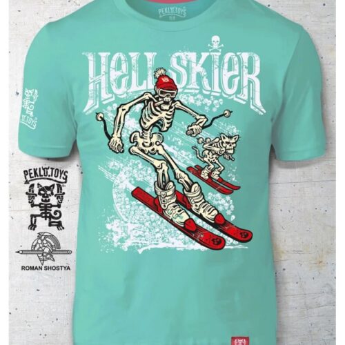 Man's T-shirt Hell's skier. Peklo HELL War in Ukraine  Patriotic