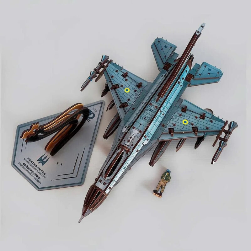 Mechanical Wooden 3D Puzzle Model Kit "F-16 Fighting Falcon" War in Ukraine - Image 13