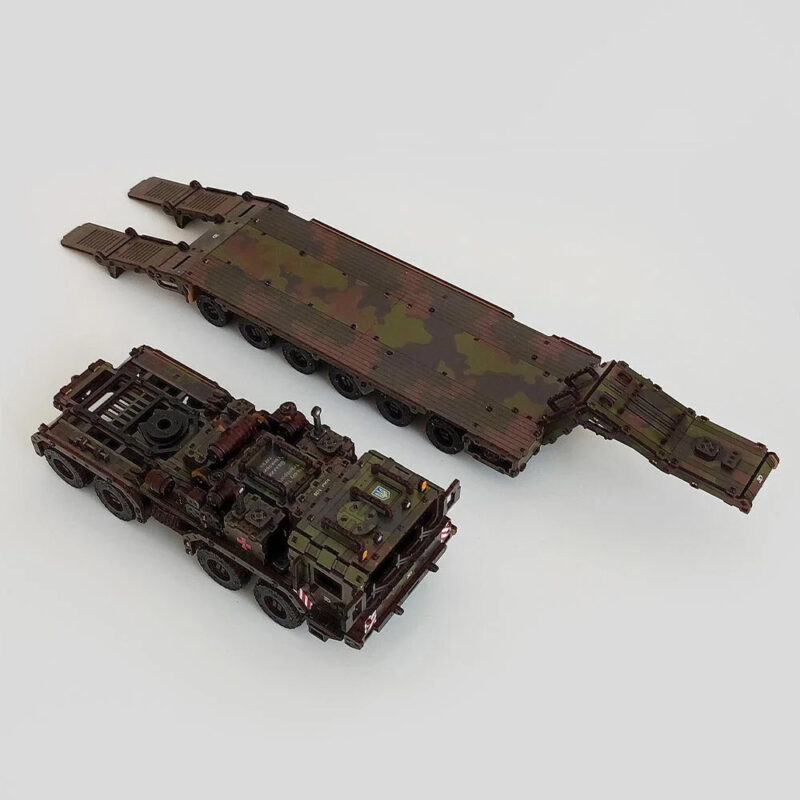 Mechanical Wooden 3D Puzzle Model Kit "Tank tractor with trawl" War in Ukraine - Image 3
