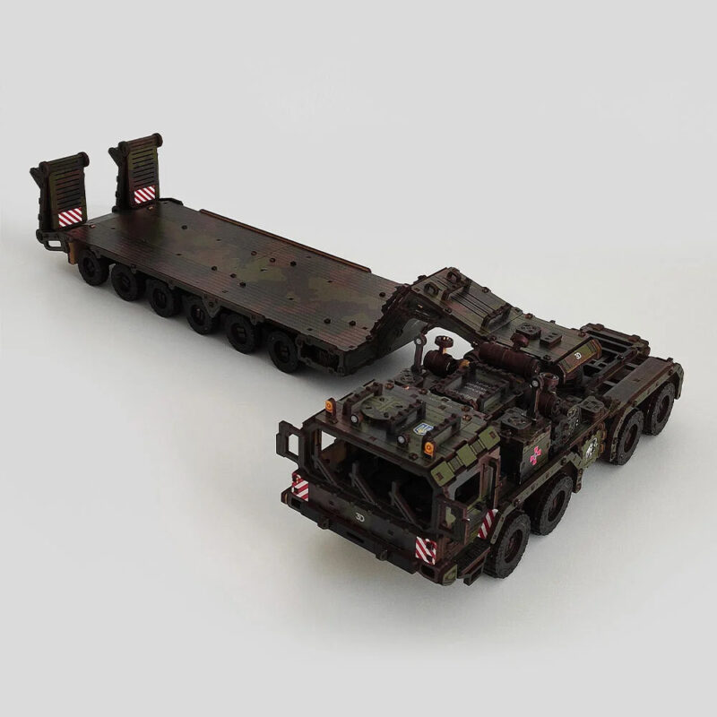 Mechanical Wooden 3D Puzzle Model Kit "Tank tractor with trawl" War in Ukraine - Image 4