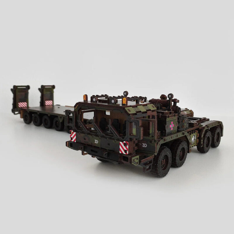 Mechanical Wooden 3D Puzzle Model Kit "Tank tractor with trawl" War in Ukraine - Image 5