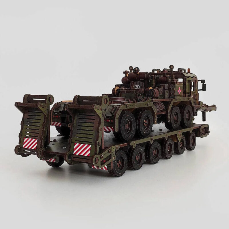 Mechanical Wooden 3D Puzzle Model Kit "Tank tractor with trawl" War in Ukraine - Image 8