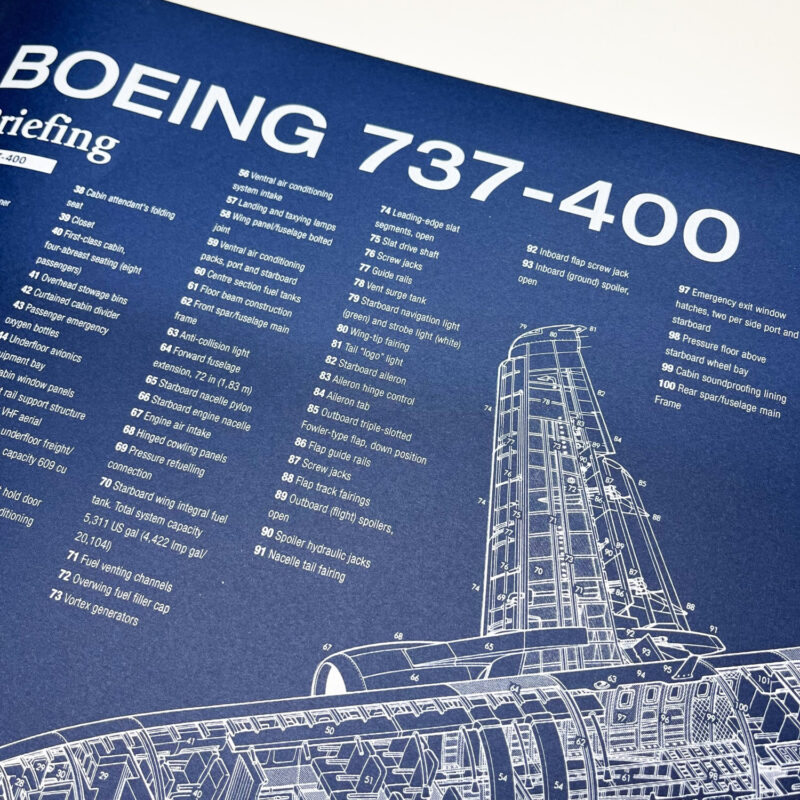 Poster Boeing 737-400 Blueprint. Thick blue paper - Image 2