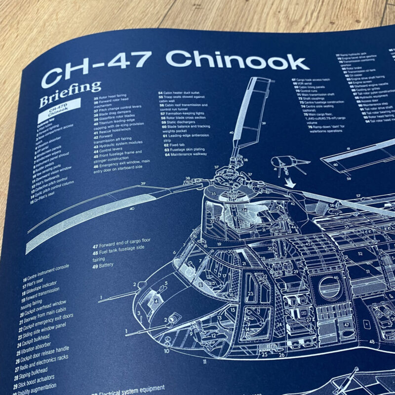 Poster CH-47 Chinook Blueprint. Thick blue paper - Image 2