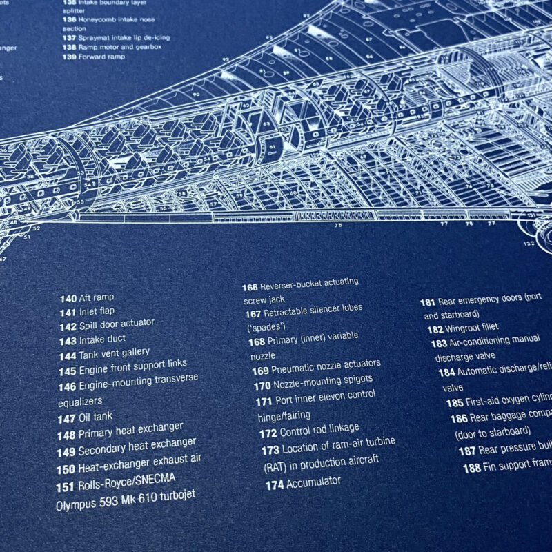 Poster Concorde plane Blueprint. Thick blue paper - Image 3