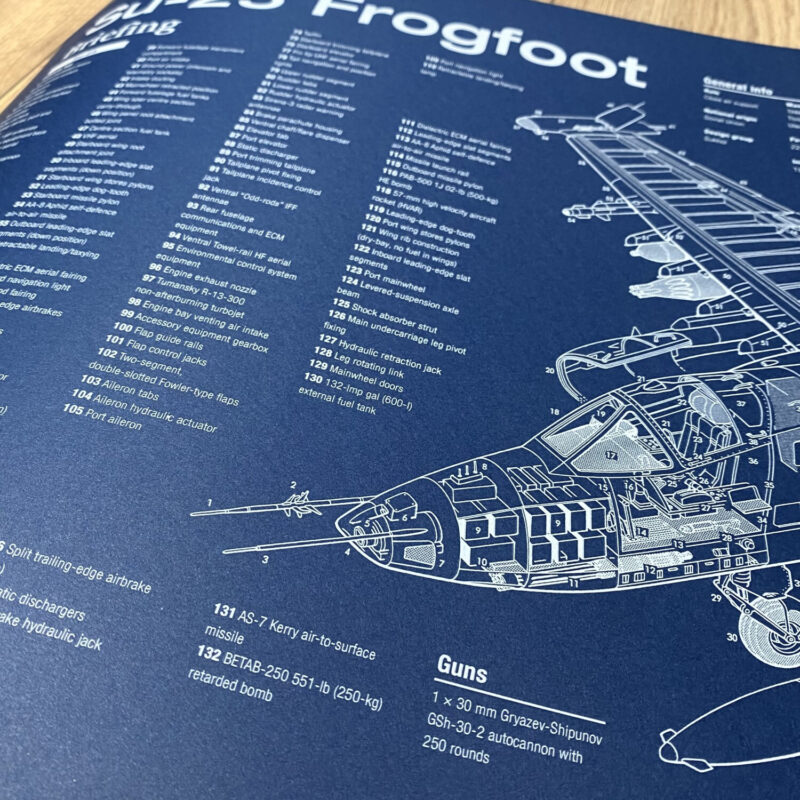 Poster Su-25 FrogFoot Blueprint. Thick blue paper - Image 2