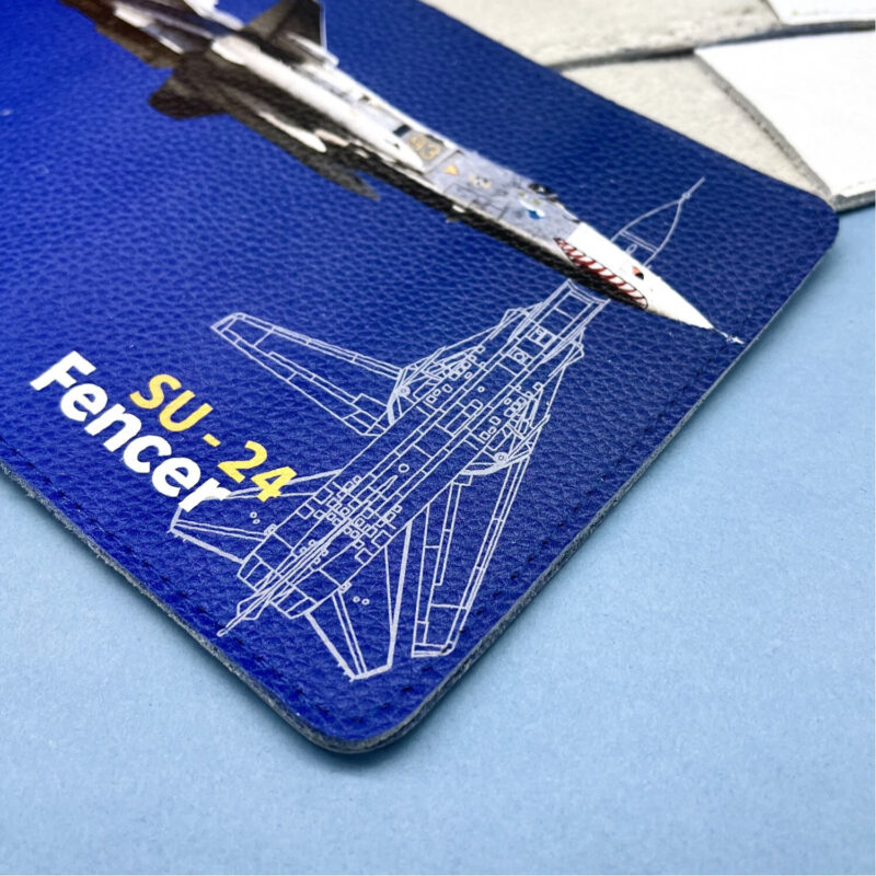 SU24 Fencer Military. Leather Passport Pocket Travel Wallet Case Cover Ukraine - Image 2