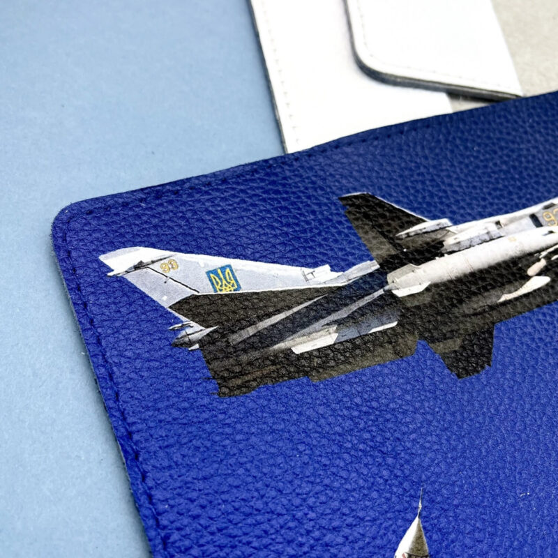 SU24 Fencer Military. Leather Passport Pocket Travel Wallet Case Cover Ukraine - Image 3
