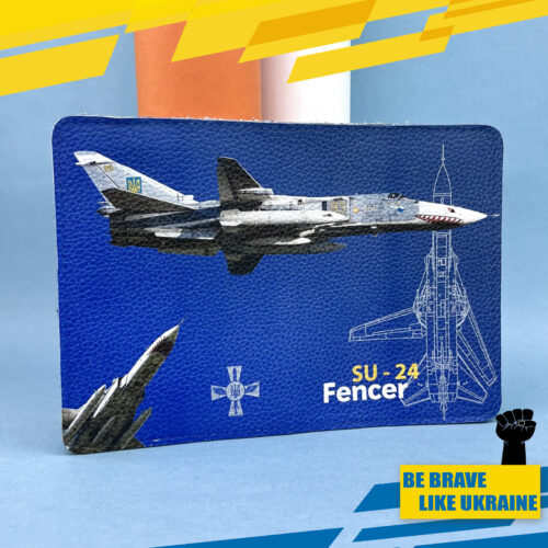 SU24 Fencer Military. Leather Passport Pocket Travel Wallet Case Cover Ukraine