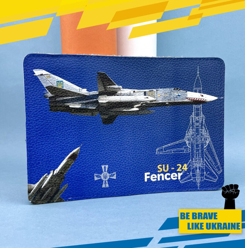 SU24 Fencer Military. Leather Passport Pocket Travel Wallet Case Cover Ukraine