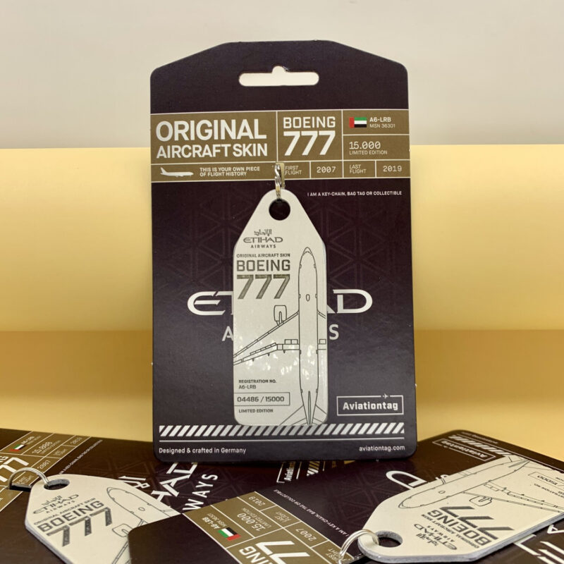 Fuselage Aircraft Original Skin Tag Keychain Tag Boeing 777 Etihad A6-LRB