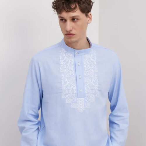 Men’s Cotton Shirt Traditional Ukrainian Vyshyvanka Embroidery Hordyi