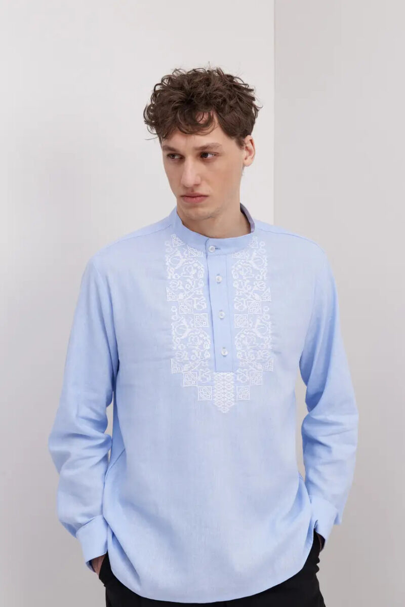 Men’s Cotton Shirt Traditional Ukrainian Vyshyvanka Embroidery Hordyi