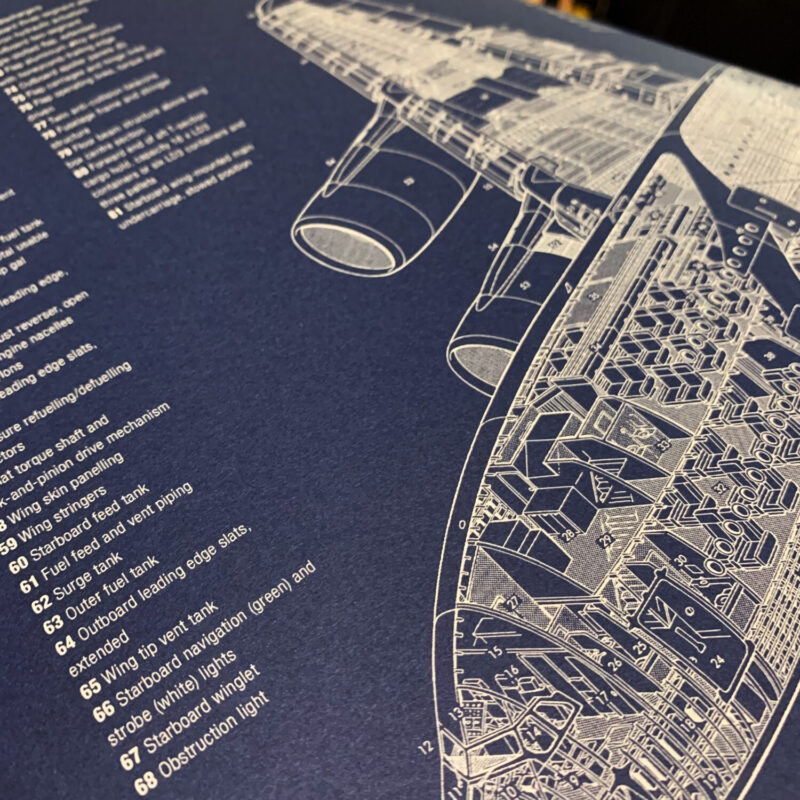 Poster Airbus A380 Blueprint. Thick blue paper - Image 3