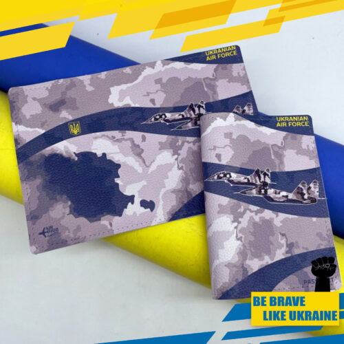 Air Force Fighter. Leather Passport Pocket Travel Wallet Case Cover Ukraine