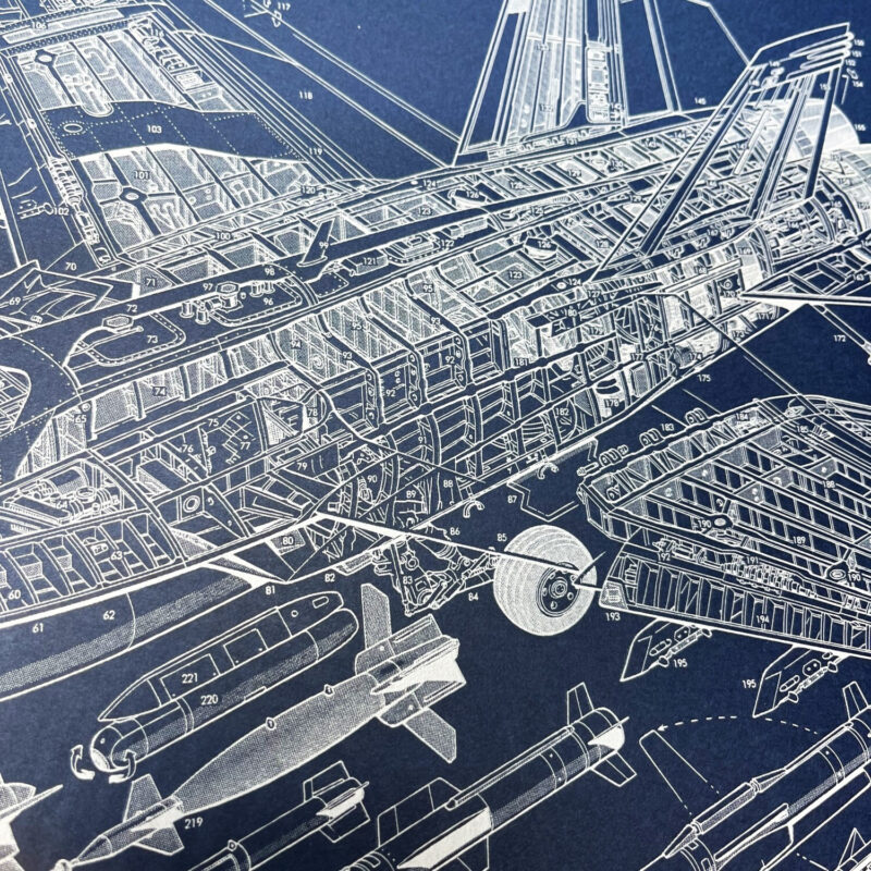 Poster F/A-18E Super Hornet Blueprint. Thick blue paper - Image 3
