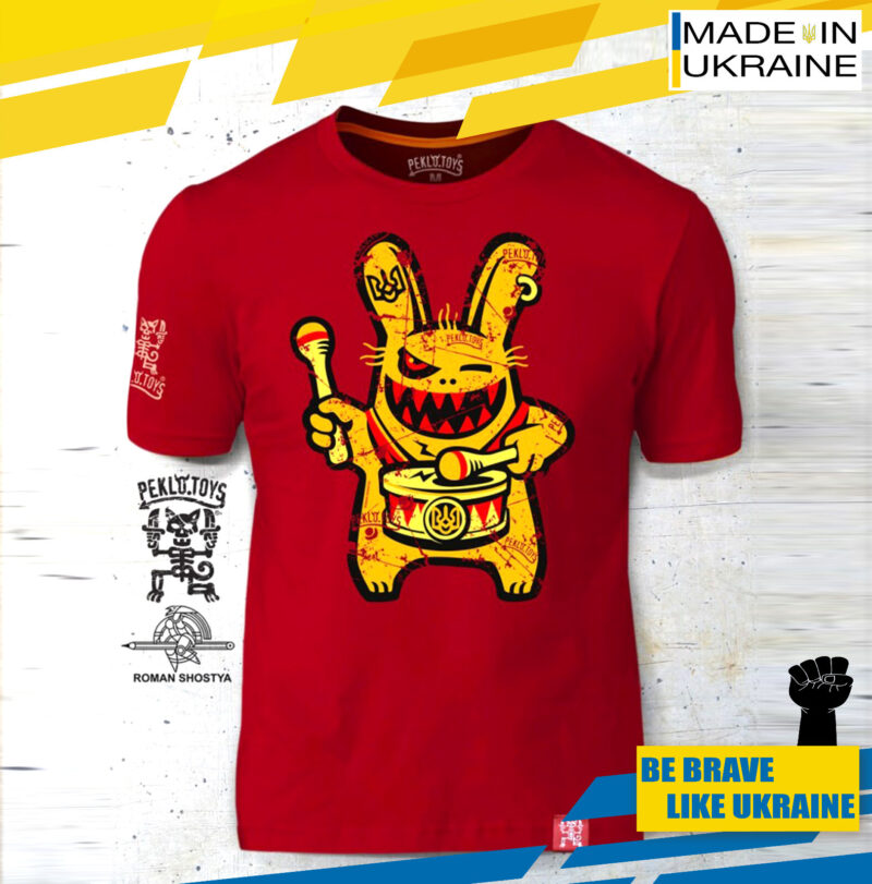 Man's T-shirt Toothy Bunny Peklo HELL War in Ukraine  Patriotic