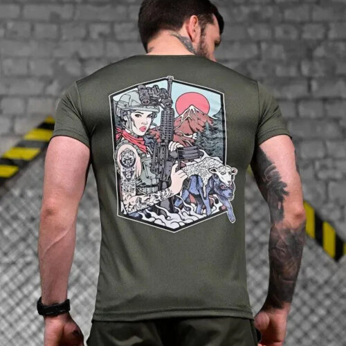 Man's T-shirt Wolf War in Ukraine Patriotic