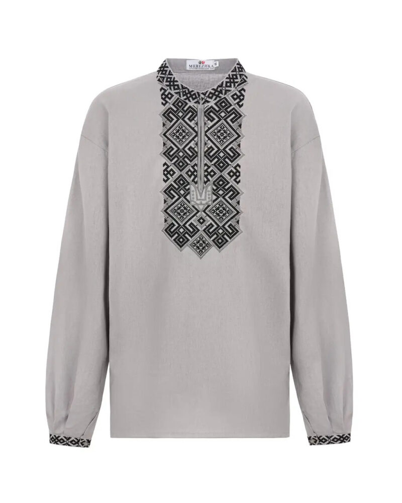 Men’s Cotton+Linen Shirt Traditional Ukrainian Vyshyvanka Embroidery "Mstislav" - Image 3