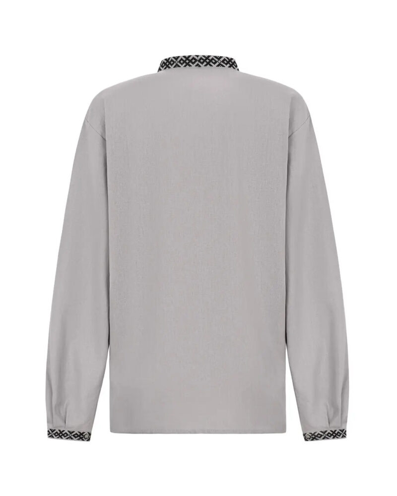 Men’s Cotton+Linen Shirt Traditional Ukrainian Vyshyvanka Embroidery "Mstislav" - Image 4