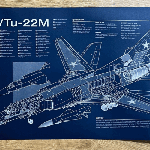Poster Tu-22/Tu-22M Blueprint. Thick blue paper