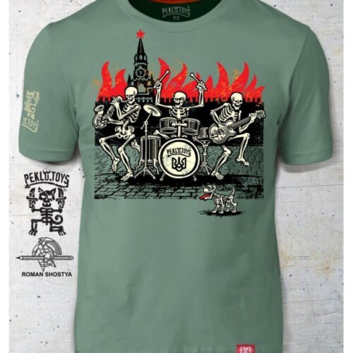 Man's T-shirt Peklo HELL Skeleton Rock War in Ukraine Patriotic