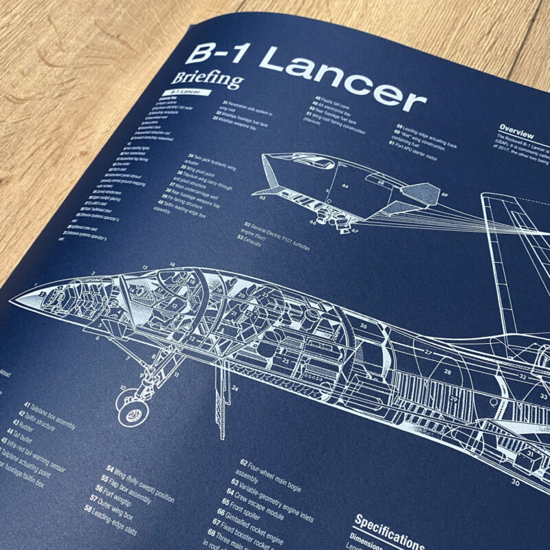 Poster B-1 Lancer Bomber Blueprint. Thick blue paper - Image 2