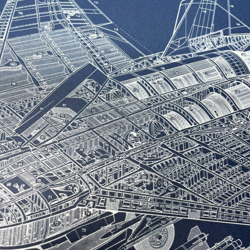 Poster F-15 Strike Eagle Blueprint. Thick blue paper - Image 2