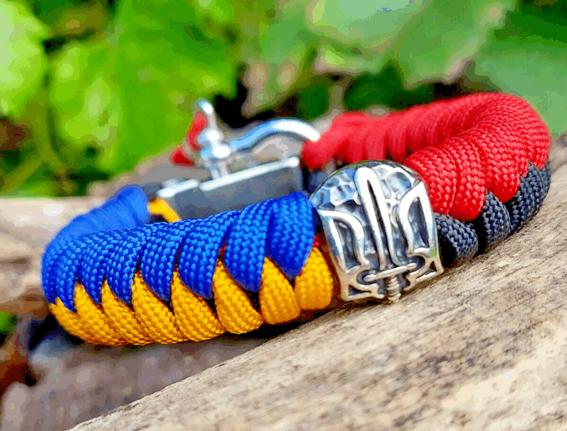 Bracelet Survival Paracord Jewelry "SLAVA UKRAINI TRIDENT". UNITED24 Ukraine - Image 6