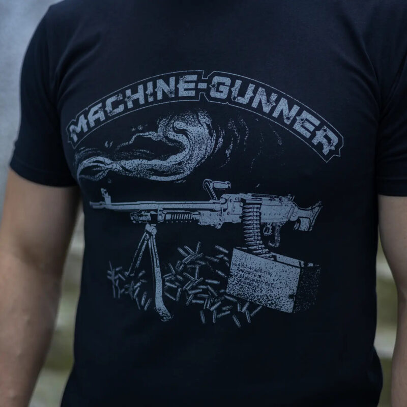 Man's T-shirt Machine-Gunner Biker Brutal. War in Ukraine Patriotic - Image 2