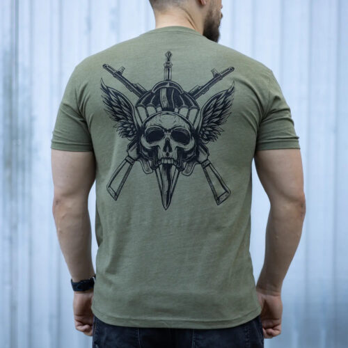 Man's T-shirt Airborne Biker Brutal. War in Ukraine Patriotic