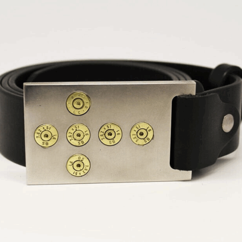 Belt Stainless Steel Genuine Leather with Casings .308 Ukrainian Military