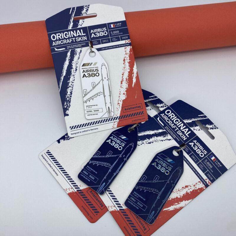 Fuselage Aircraft Original Skin Tag Keychain Tag Air France Airbus A380 F-HPJF