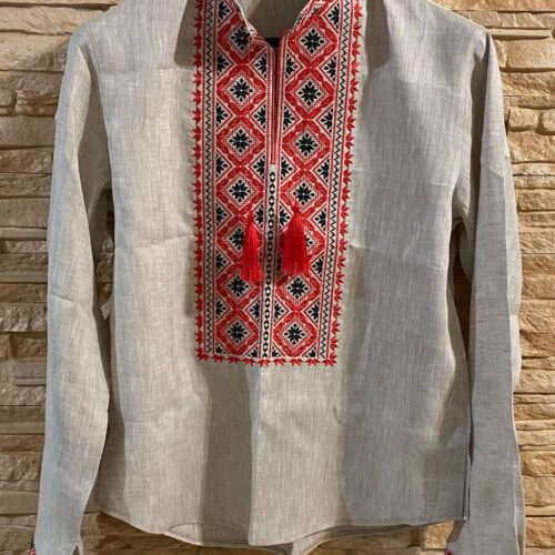 Men Linen Individual Tailoring Shirt Vyshyvanka Embroidery Traditional Ukrainian.