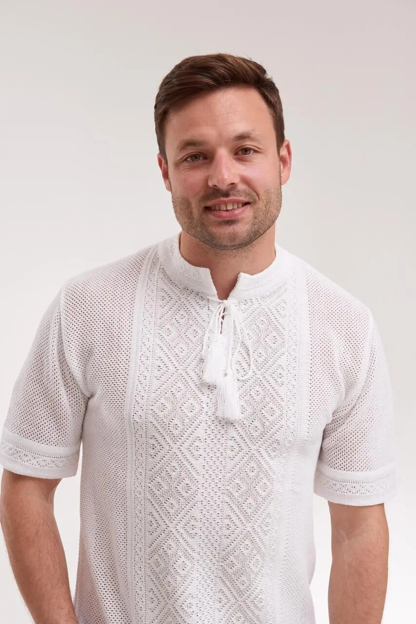 Men’s Cotton Linen T-Shirt Traditional Ukrainian Vyshyvanka Embroidery "Nazar" - Image 2
