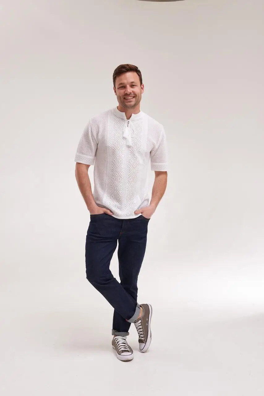 Men’s Cotton Linen T-Shirt Traditional Ukrainian Vyshyvanka Embroidery "Nazar" - Image 6