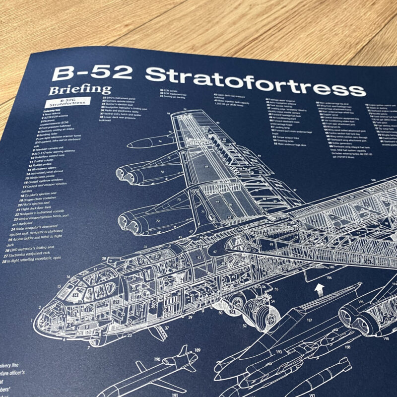 Poster B-52 Stratofortress Blueprint. Thick blue paper - Image 2