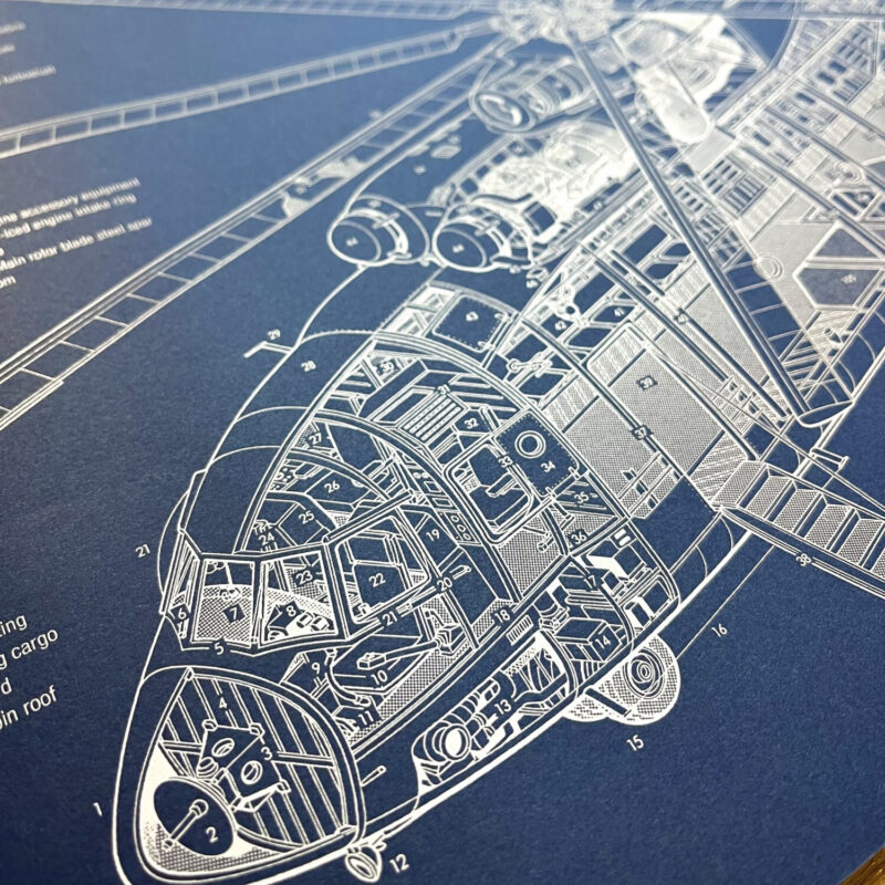 Poster Mi-26 Halo helicopter Blueprint. Thick blue paper - Image 2